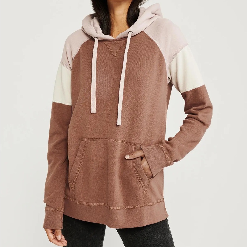 Abercrombie & Fitch Oversized Colorblock Hoodie Soft A&F Fleece Minimalist Comfy